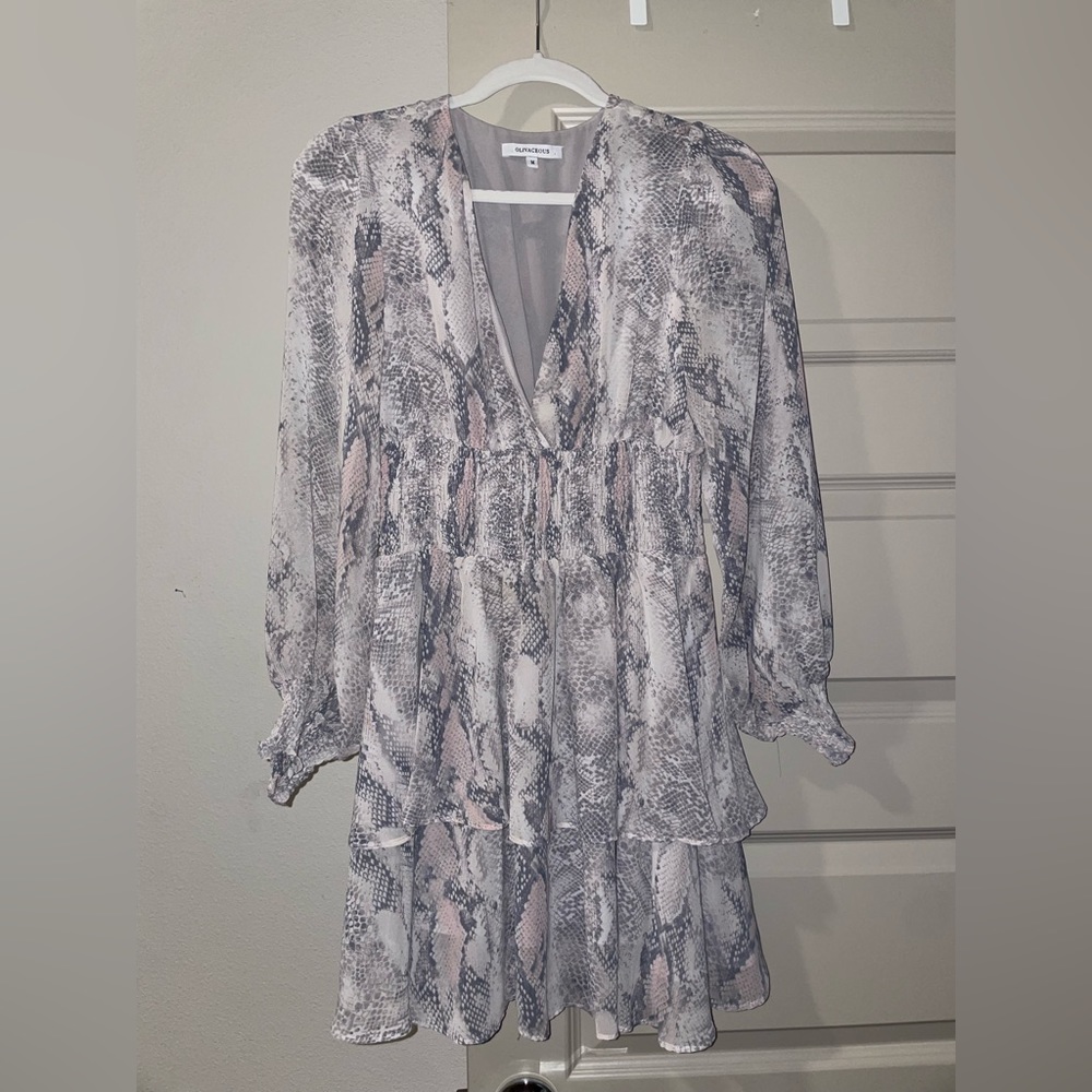 Olivaceous deep V mini dress